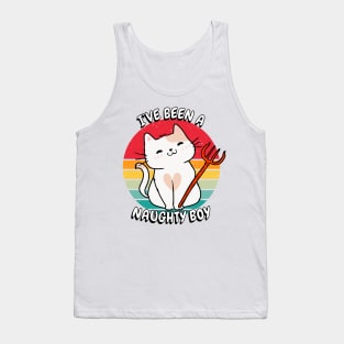 Cute White Cat is a naughty boy Tank Top